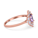 Floral Oval Natural Stone Wedding Ring
