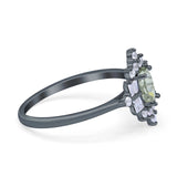 Floral Oval Natural Stone Wedding Ring