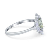 Floral Oval Natural Stone Wedding Ring