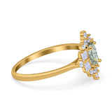 Floral Oval Natural Stone Wedding Ring