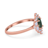 Floral Oval Natural Stone Wedding Ring