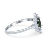 Floral Oval Natural Stone Wedding Ring