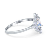 Floral Oval Natural Stone Wedding Ring