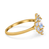 Floral Oval Natural Stone Wedding Ring