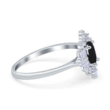 Floral Oval Natural Stone Wedding Ring