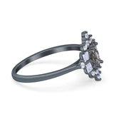Floral Oval Natural Stone Wedding Ring