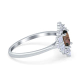 Floral Oval Natural Stone Wedding Ring