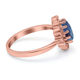 Art Deco Oval Natural Stone Flower Ring