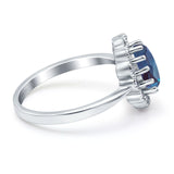 Art Deco Oval Natural Stone Flower Ring