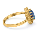Art Deco Oval Natural Stone Flower Ring