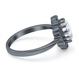 Art Deco Oval Natural Stone Flower Ring