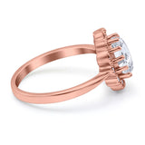 Art Deco Oval Natural Stone Flower Ring