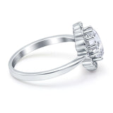 Art Deco Oval Natural Stone Flower Ring