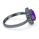 Art Deco Oval Natural Stone Flower Ring