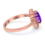 Art Deco Oval Natural Stone Flower Ring