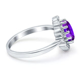 Art Deco Oval Natural Stone Flower Ring