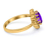 Art Deco Oval Natural Stone Flower Ring