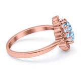 Art Deco Oval Natural Stone Flower Ring