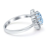 Art Deco Oval Natural Stone Flower Ring