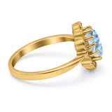 Art Deco Oval Natural Stone Flower Ring