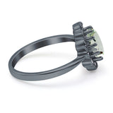 Art Deco Oval Natural Stone Flower Ring