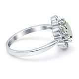 Art Deco Oval Natural Stone Flower Ring