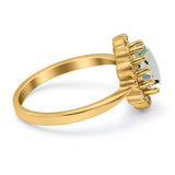 Art Deco Oval Natural Stone Flower Ring