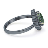 Art Deco Oval Natural Stone Flower Ring