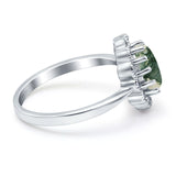 Art Deco Oval Natural Stone Flower Ring