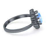 Art Deco Oval Natural Stone Flower Ring