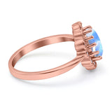 Art Deco Oval Natural Stone Flower Ring