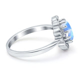 Art Deco Oval Natural Stone Flower Ring