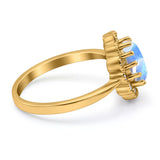 Art Deco Oval Natural Stone Flower Ring