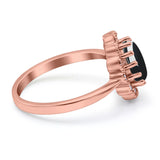 Art Deco Oval Natural Stone Flower Ring