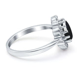 Art Deco Oval Natural Stone Flower Ring