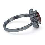 Art Deco Oval Natural Stone Flower Ring