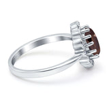 Art Deco Oval Natural Stone Flower Ring