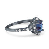 Art Deco Oval Natural Stone Halo Ring