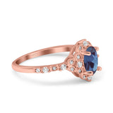 Art Deco Oval Natural Stone Halo Ring