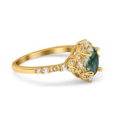 Art Deco Oval Natural Stone Halo Ring