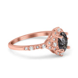 Art Deco Oval Natural Stone Halo Ring