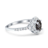 Art Deco Oval Natural Stone Halo Ring