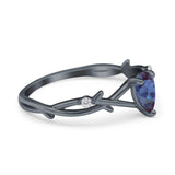 Floral Pear Teardrop Natural Stone Wedding Ring