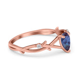 Floral Pear Teardrop Natural Stone Wedding Ring