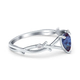Floral Pear Teardrop Natural Stone Wedding Ring