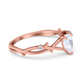Floral Pear Teardrop Natural Stone Wedding Ring