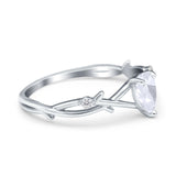 Floral Pear Teardrop Natural Stone Wedding Ring
