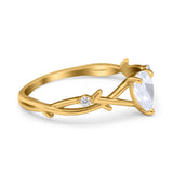 Floral Pear Teardrop Natural Stone Wedding Ring