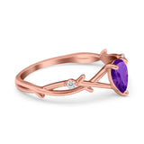 Floral Pear Teardrop Natural Stone Wedding Ring
