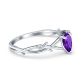 Floral Pear Teardrop Natural Stone Wedding Ring